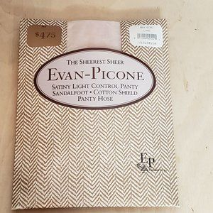 Vintage Evan Picone Pantyhose Nylons Sheerest Sheer New Ecru Long NOS Open Pkg